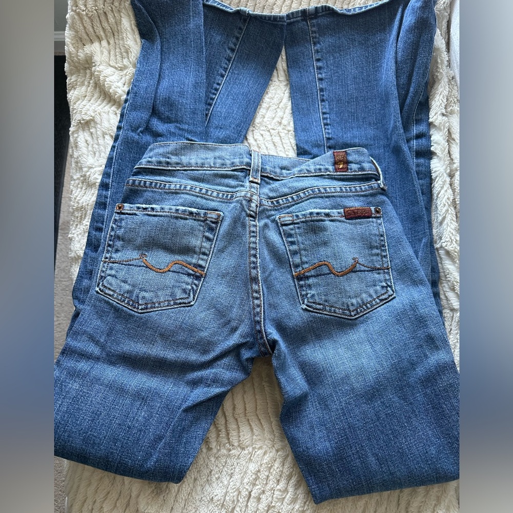 7 for all man kind light blue flare jeans
